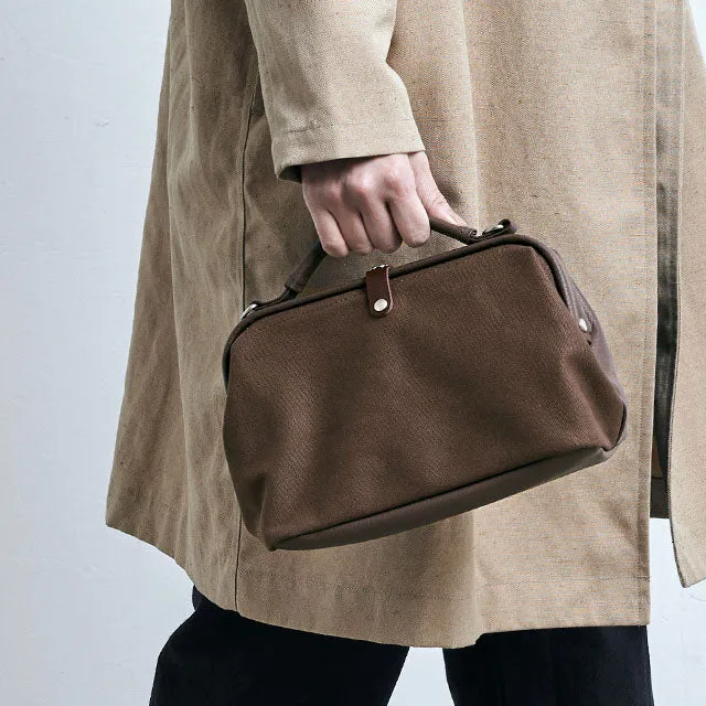 Small 2WAY handbag/shoulder Bag - Doctors Bag Design / Stone Gray -