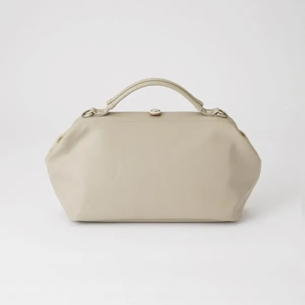 Small 2WAY handbag/shoulder Bag - Doctors Bag Design / Stone Gray -