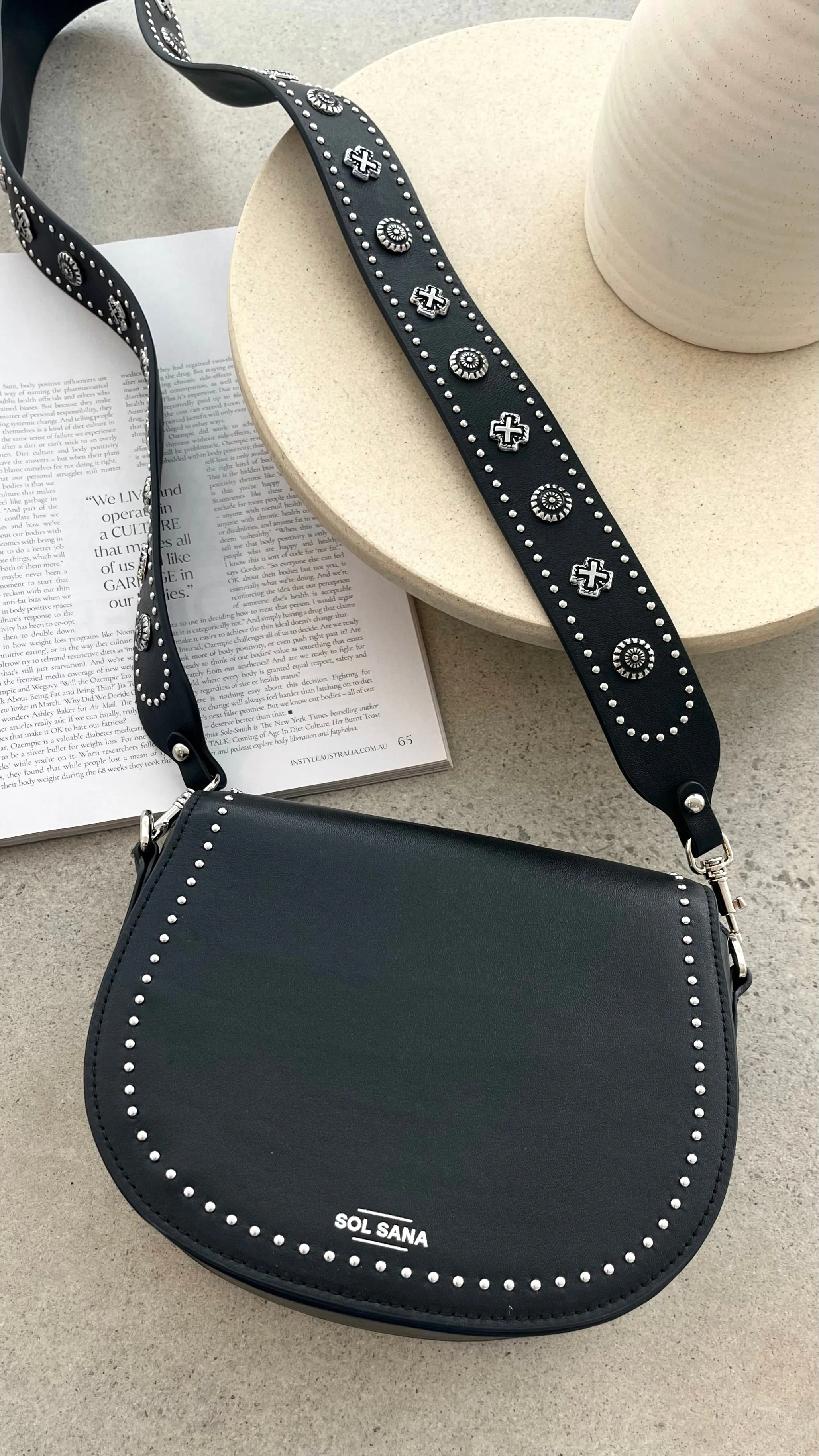 Sol Sana Saddle Bag - Black/Silver