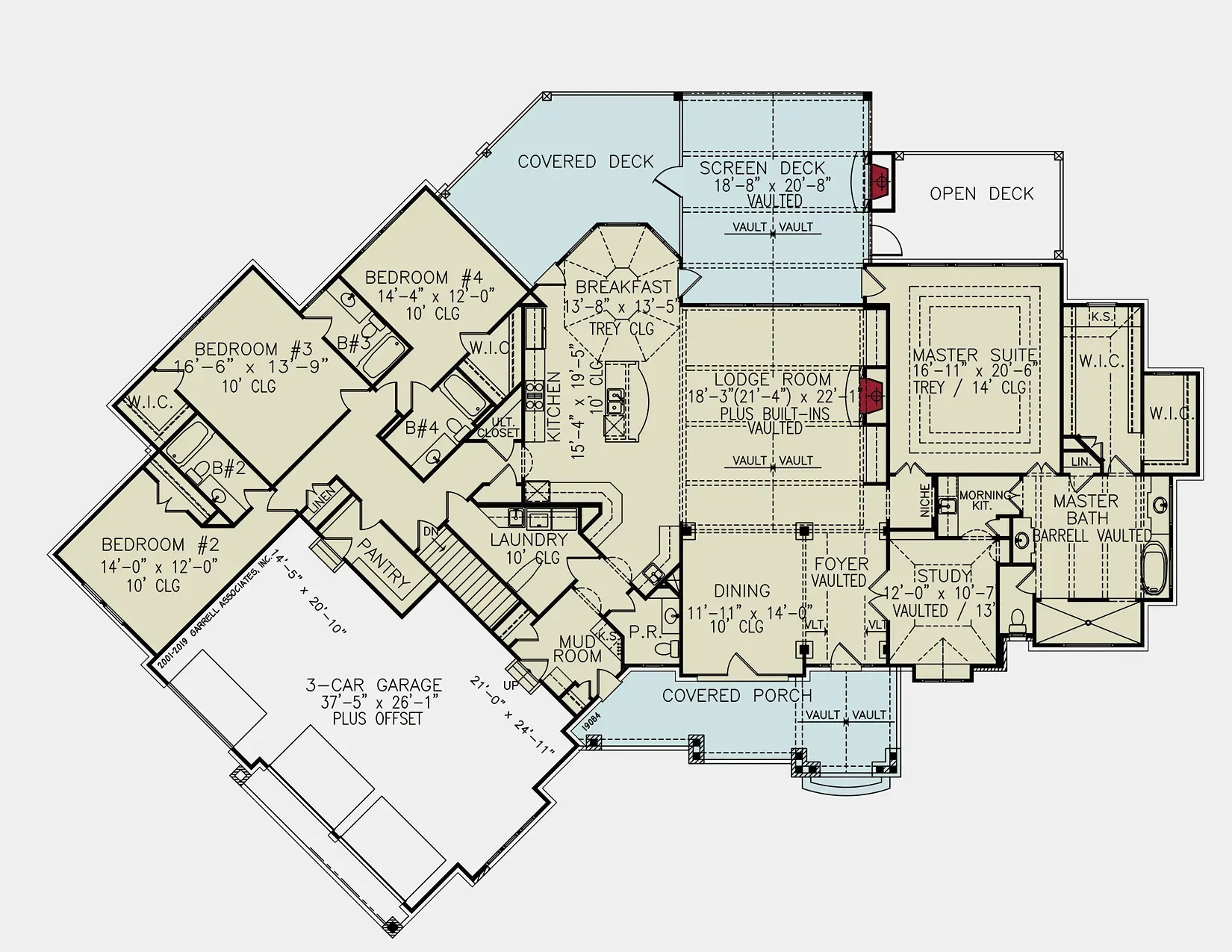Spacious 4-Bedroom Home Plan with Generous Basement and Side Garage