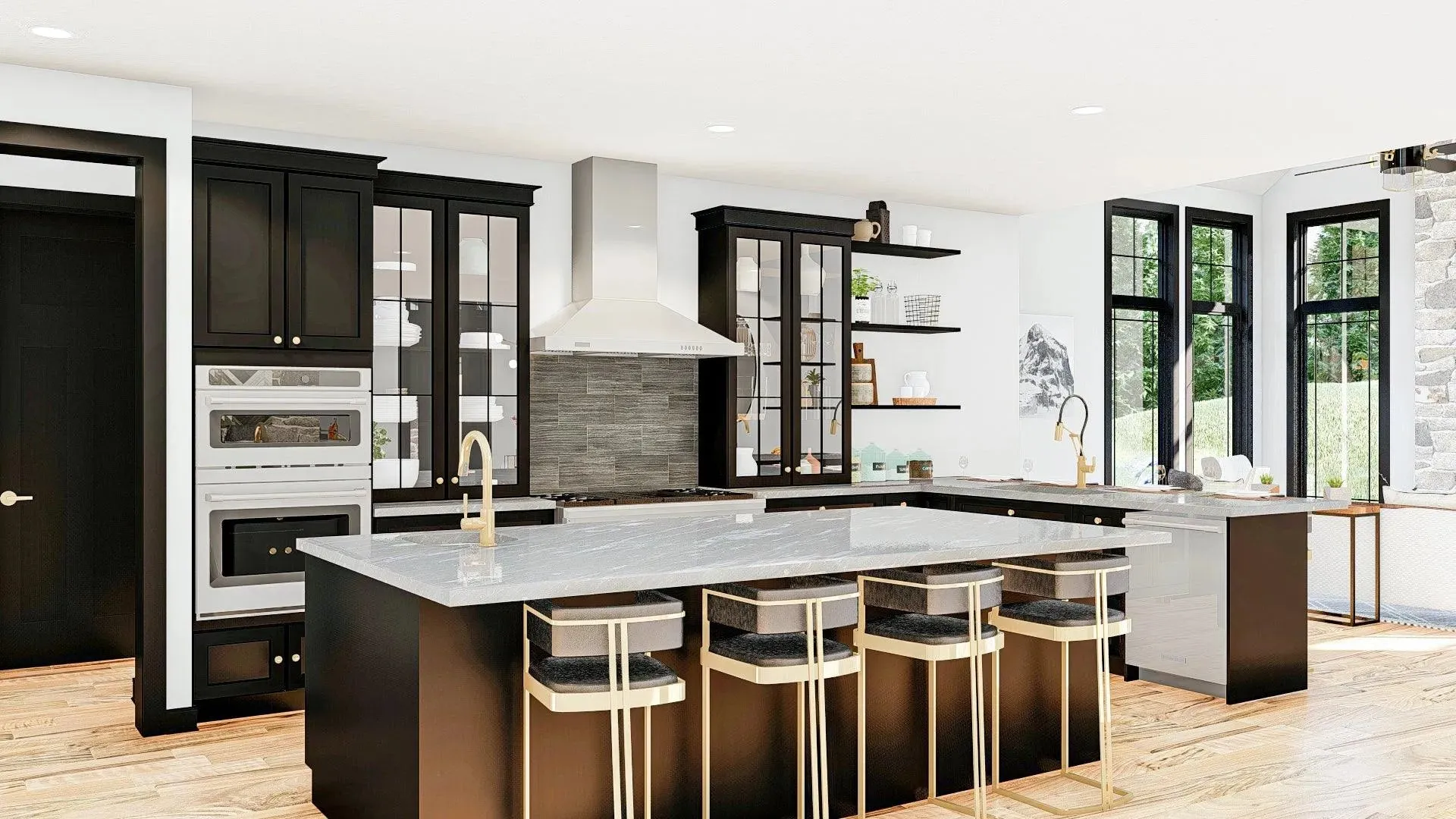 Spacious 5-Bedroom Home Plan with Courtyard Garage and Basement