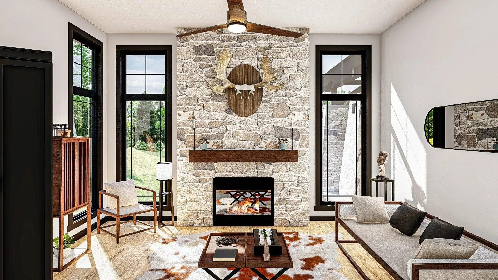 Spacious 5-Bedroom Home Plan with Courtyard Garage and Basement