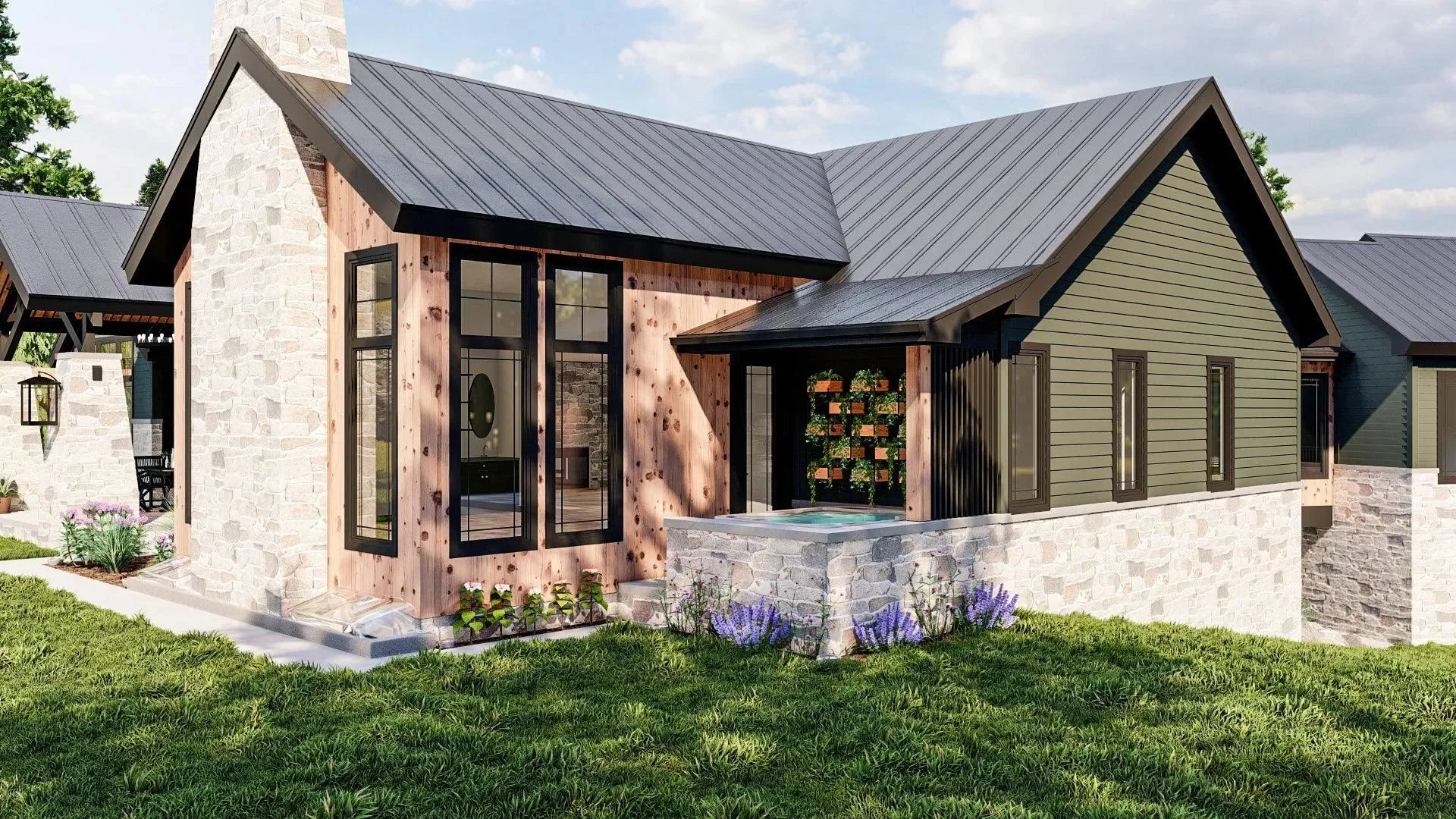 Spacious 5-Bedroom Home Plan with Courtyard Garage and Basement