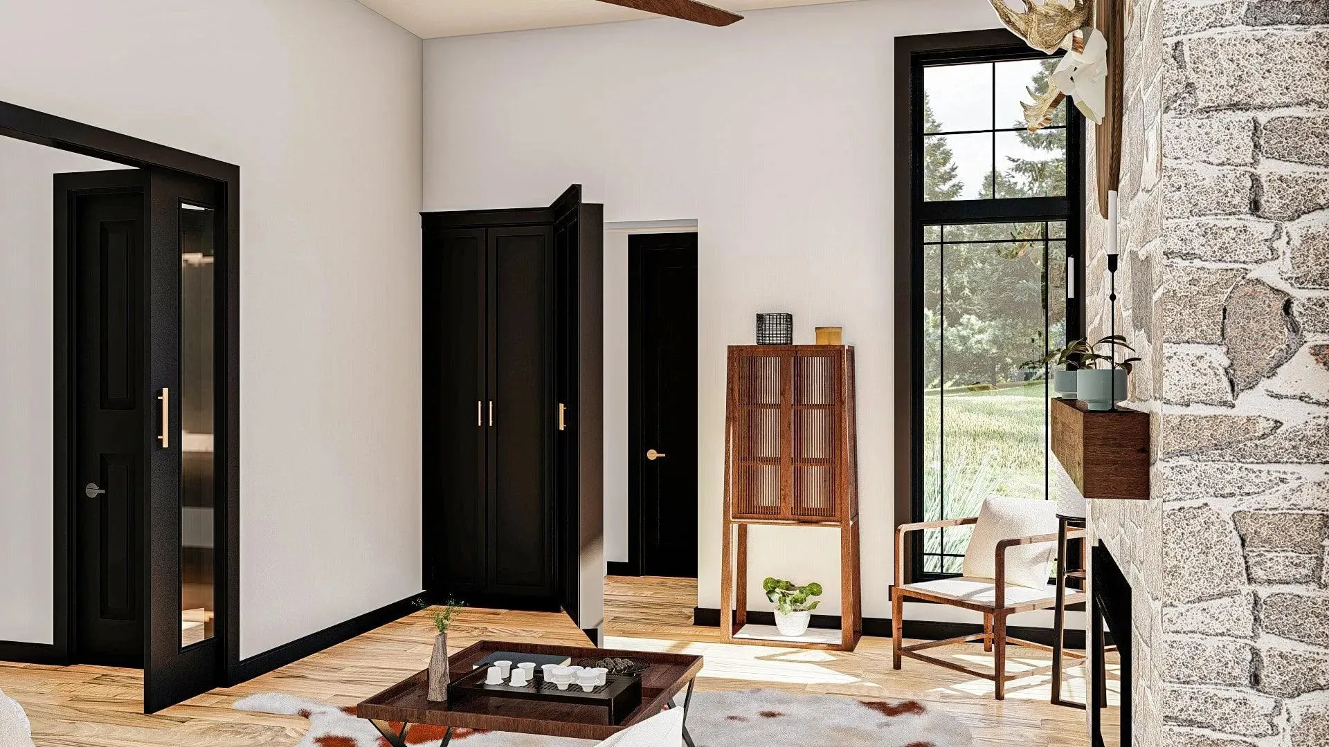 Spacious 5-Bedroom Home Plan with Courtyard Garage and Basement