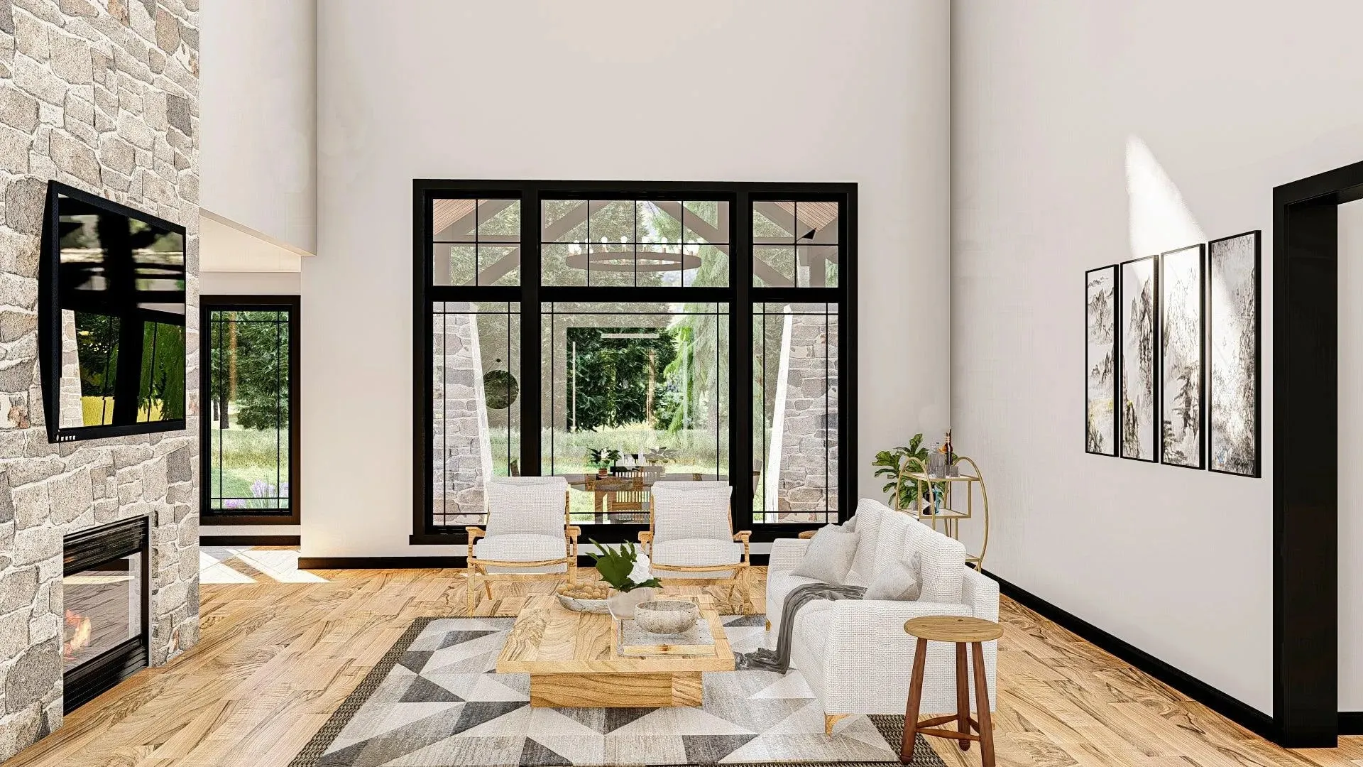 Spacious 5-Bedroom Home Plan with Courtyard Garage and Basement