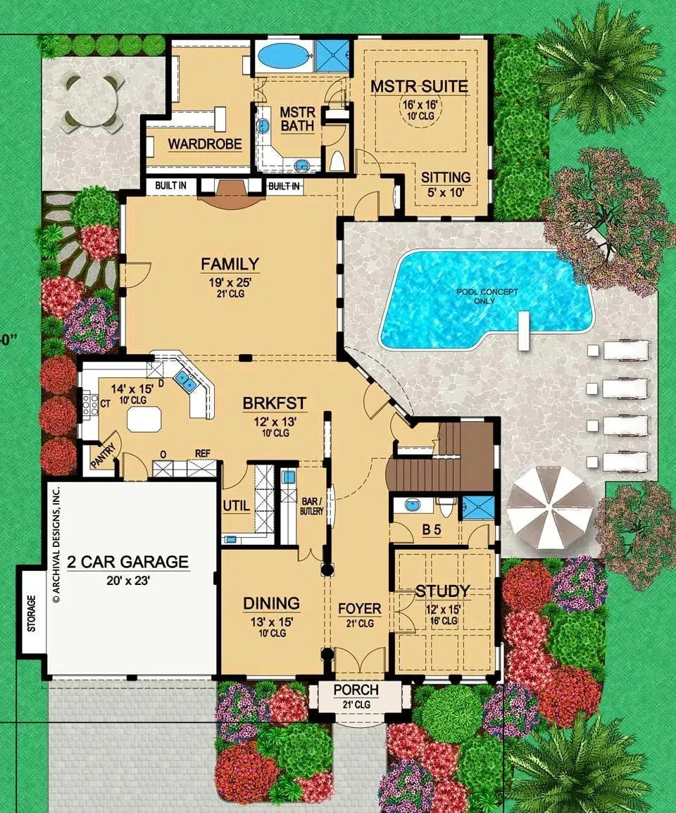Spacious home with four bedrooms, five bathrooms, and office space.