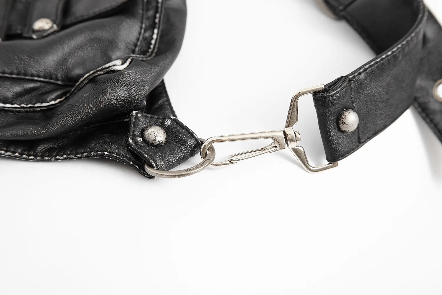 Stylish Female Gothic Black Leather Waist Bag