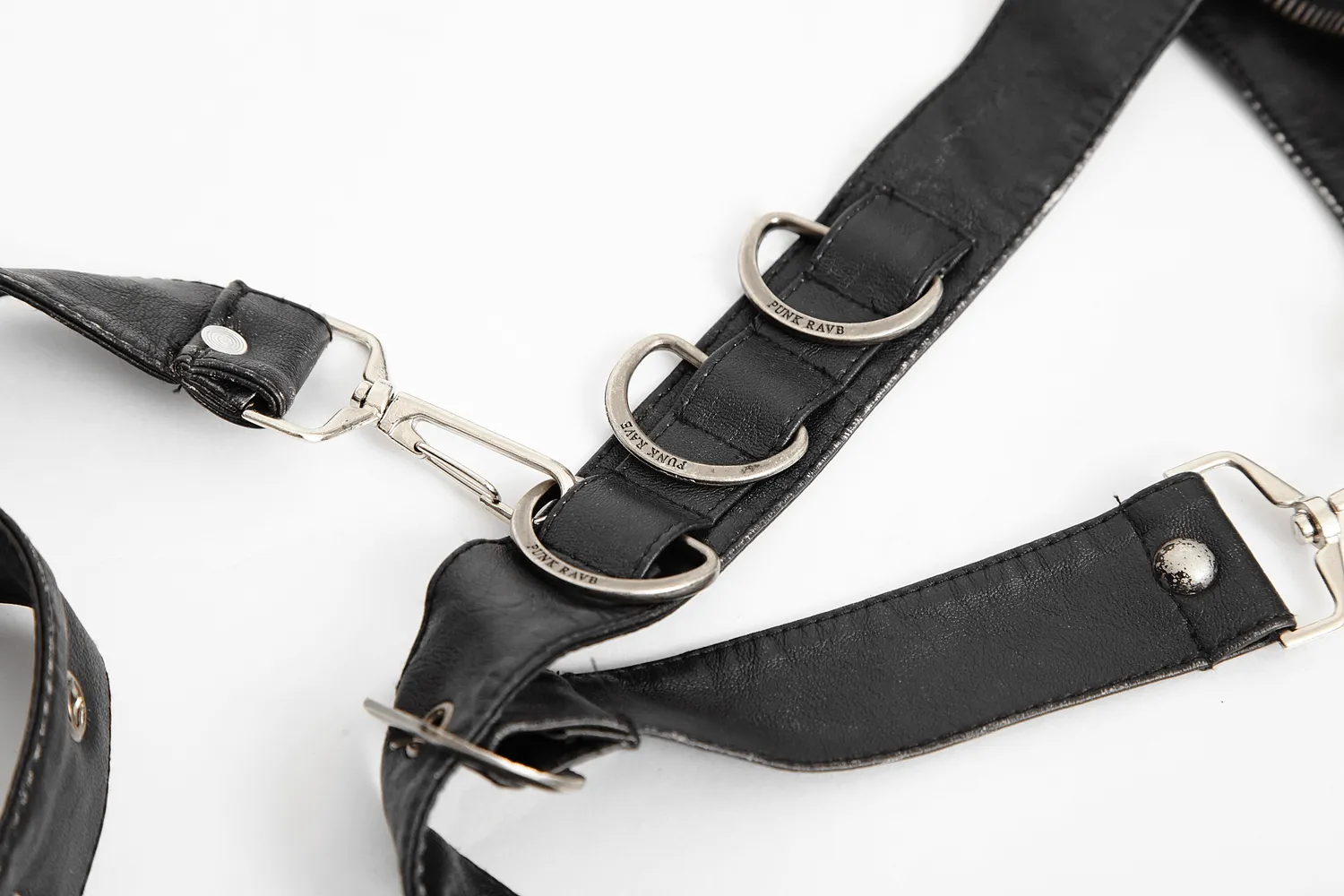 Stylish Female Gothic Black Leather Waist Bag