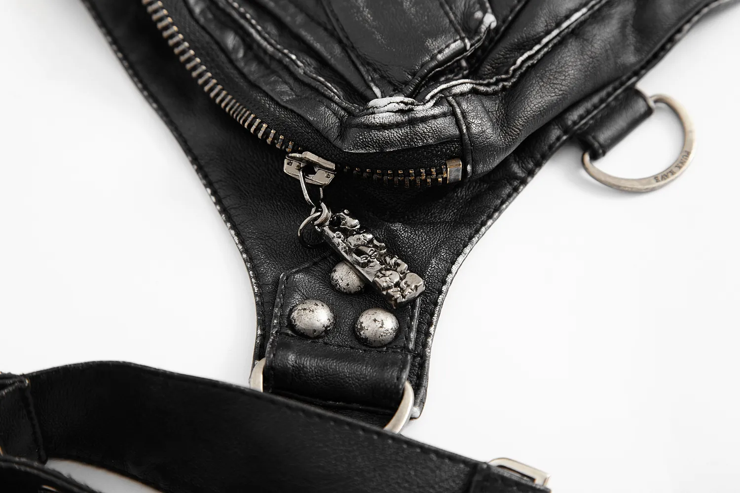 Stylish Female Gothic Black Leather Waist Bag