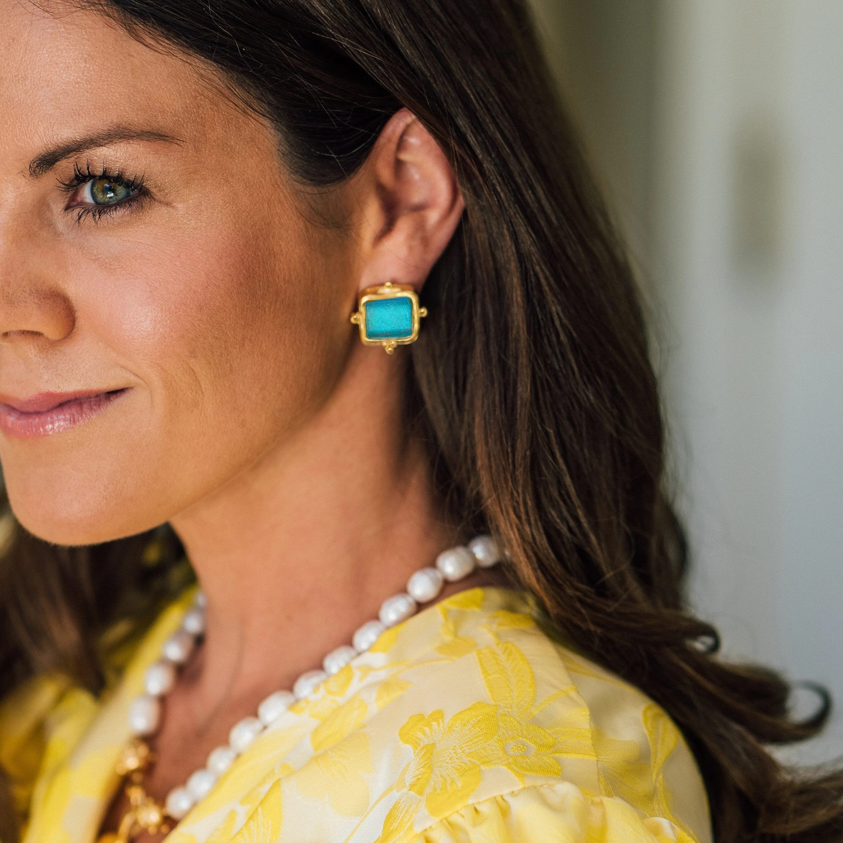 Susan Shaw Madeline Stud Earrings in Classic Blue