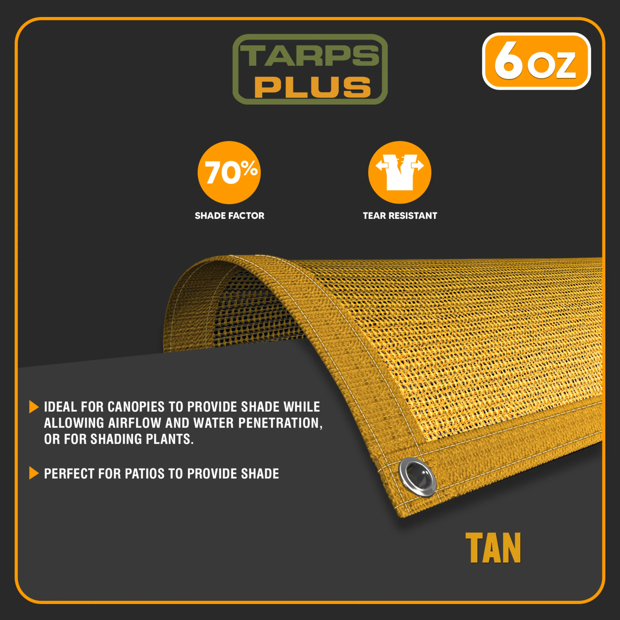 Tan Mesh Tarp 6' x 16'