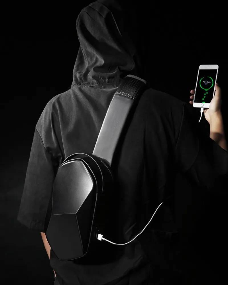 Tech Hard Shell Polyhedron Sling Backpack