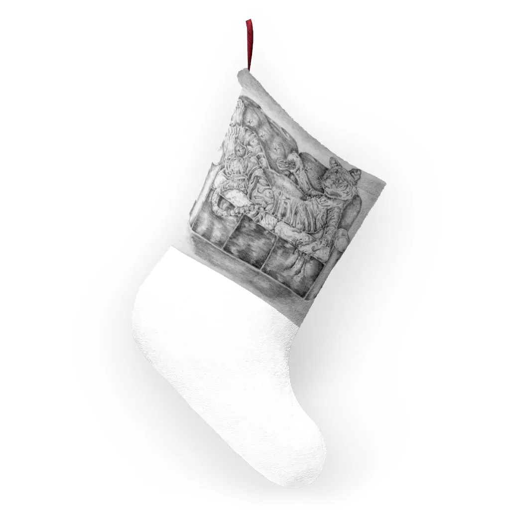 Tiger on a Couch Christmas Stockings