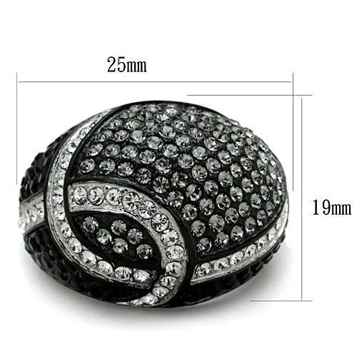 Two-Tone IP Black Stainless Steel Ring with Top Grade Crystal in Black Diamond for Women Style TK1733