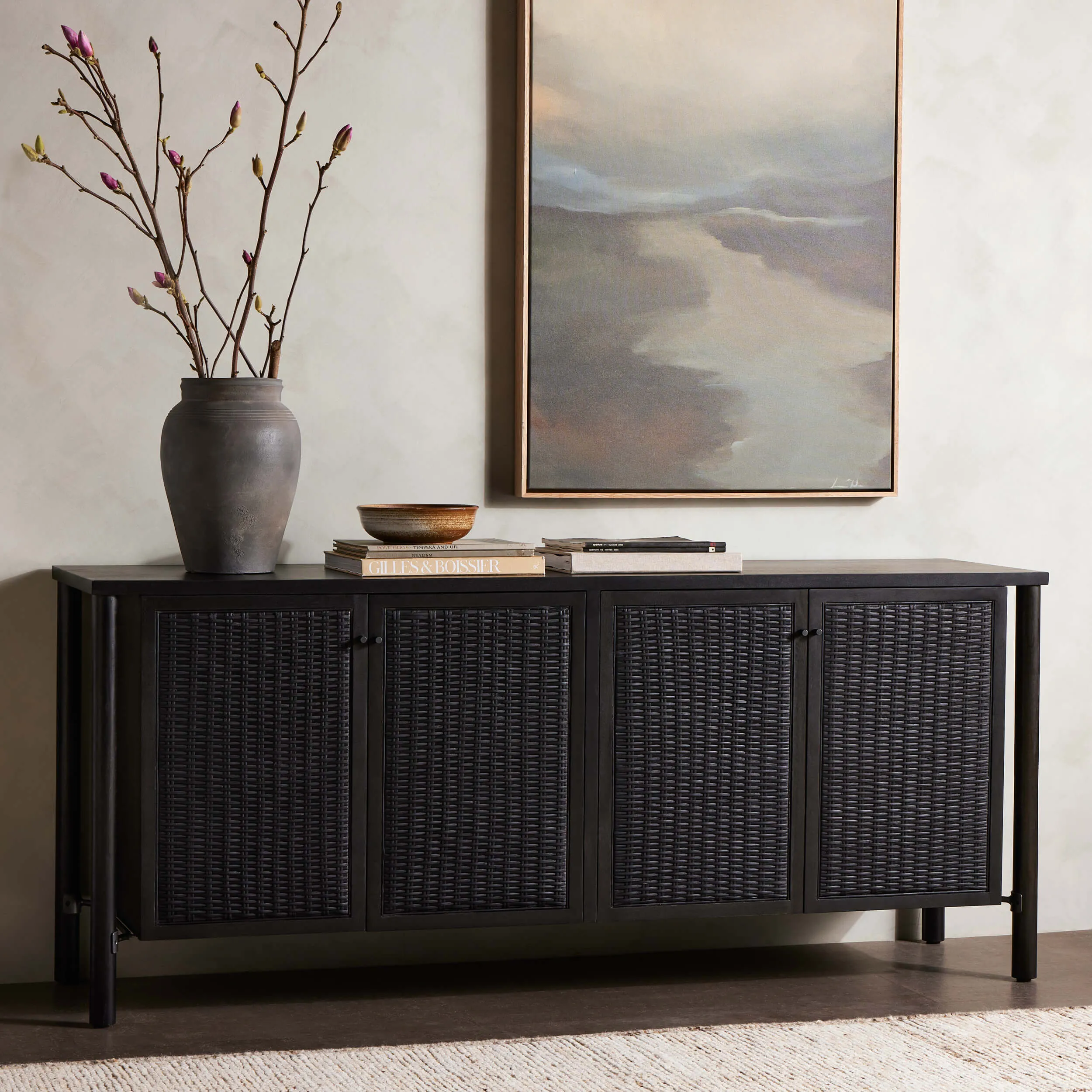 Veta Sideboard, Black Cane