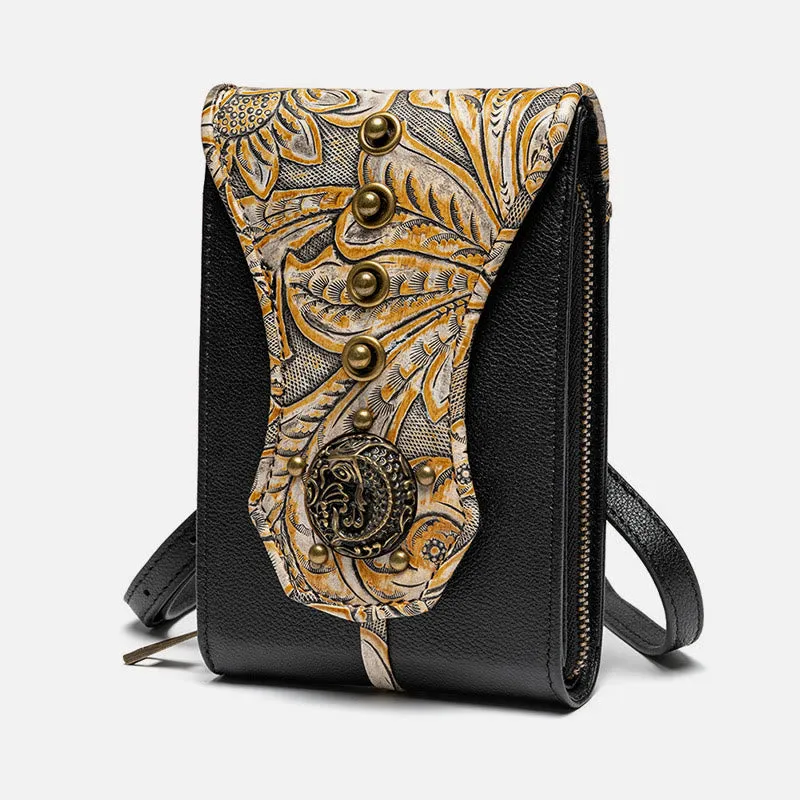 Vintage Phone Bag For Women Rivets Belt Bag Crossbody Bag