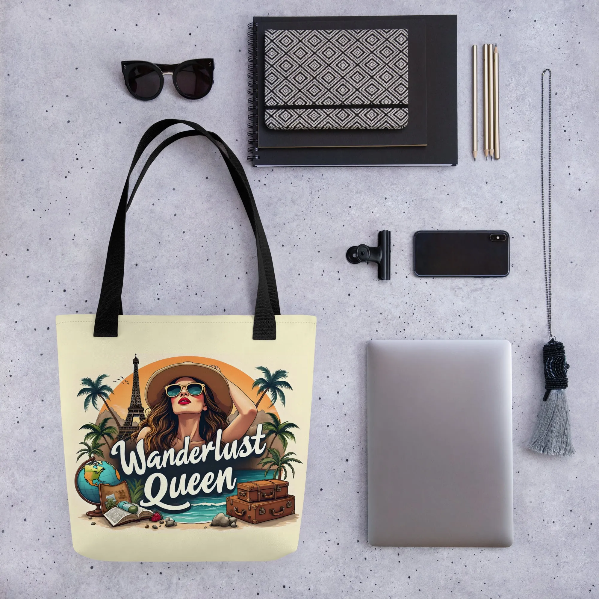Wanderlust Queen Cream Tote Bag
