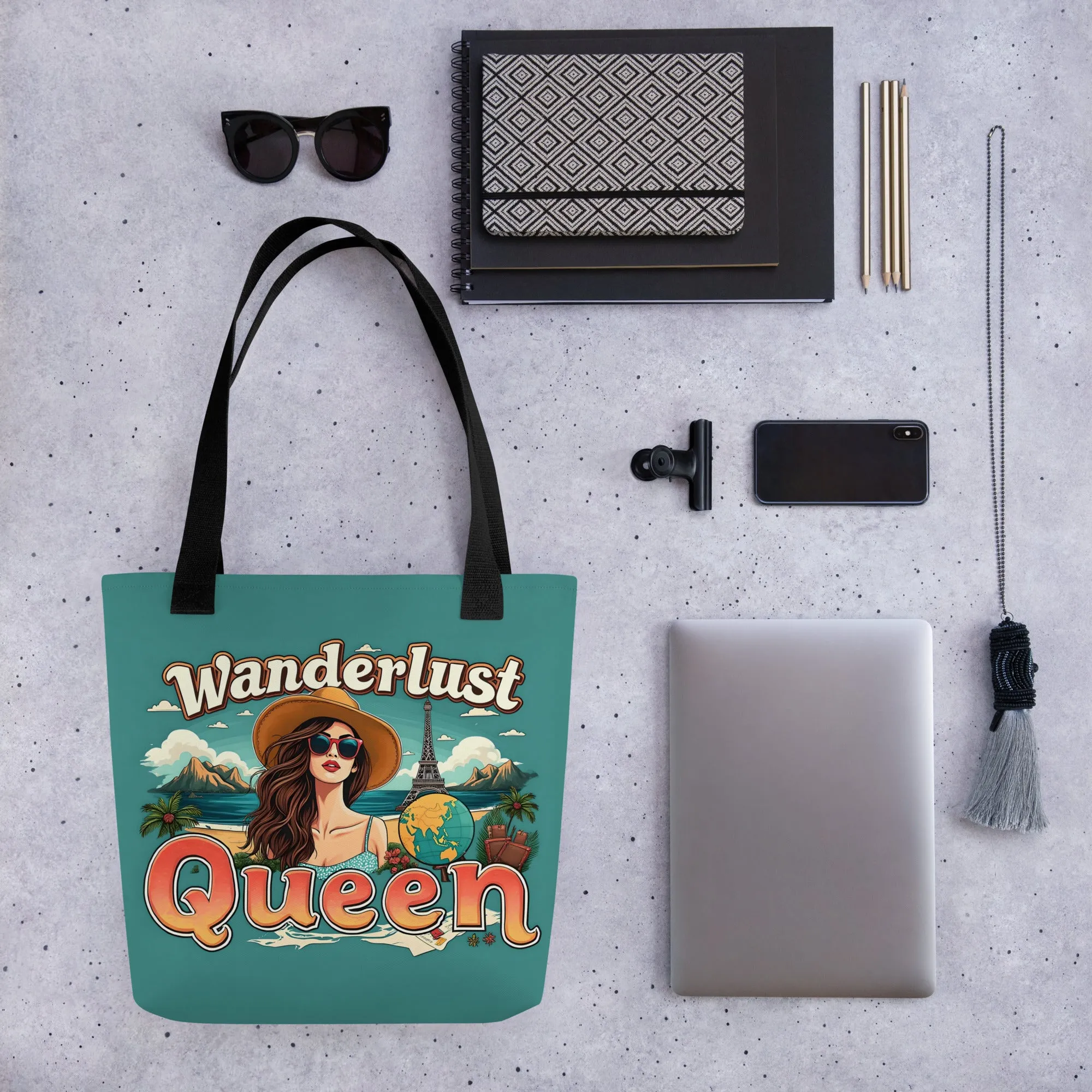 Wanderlust Queen Teal Tote Bag