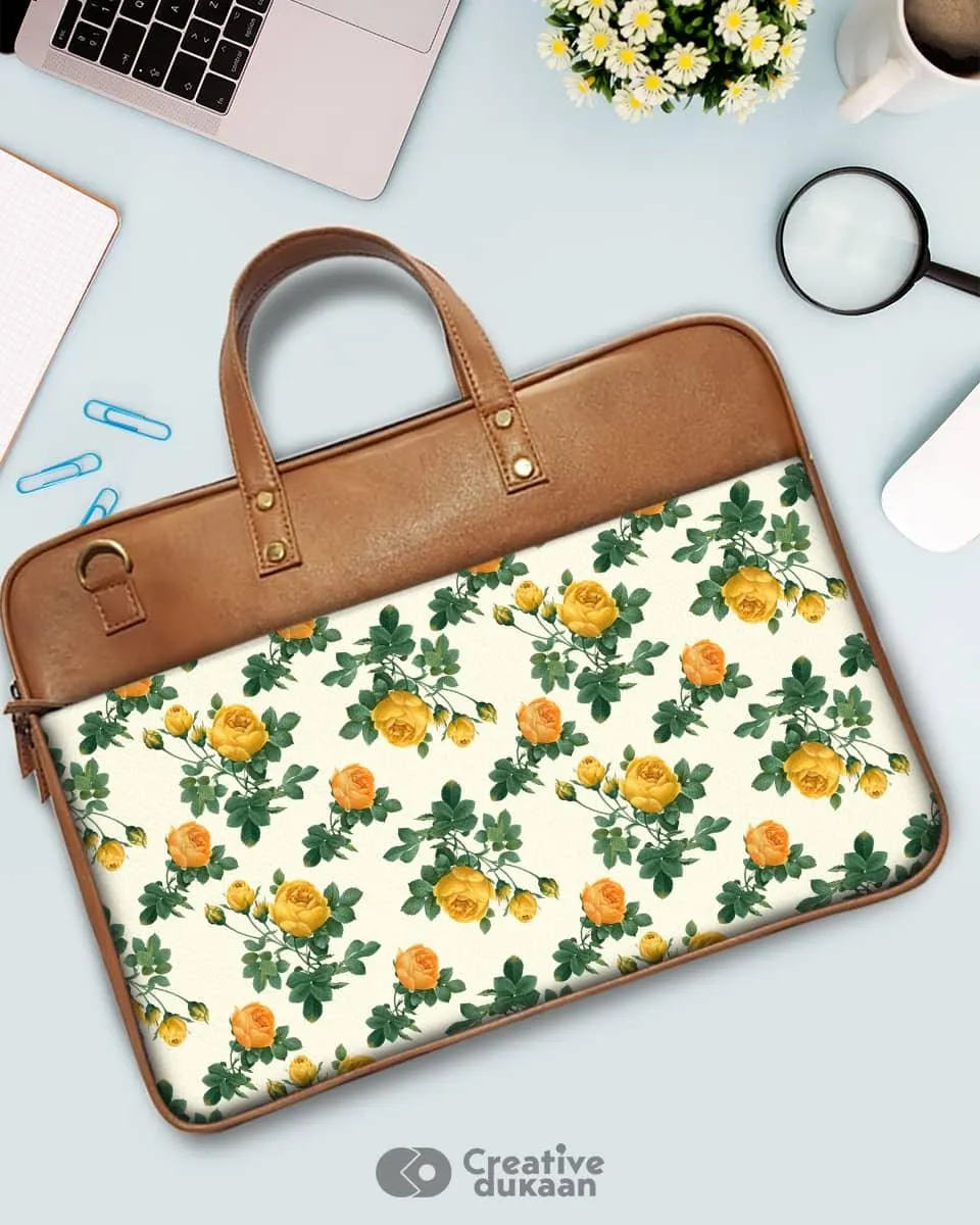 Yellow Blossom - The Vegan Leather Laptop Bag