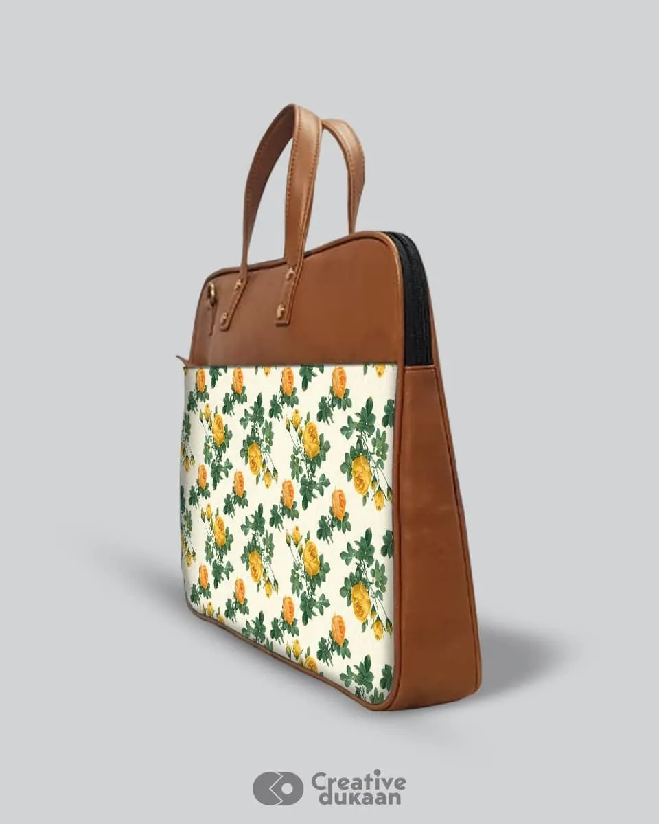 Yellow Blossom - The Vegan Leather Laptop Bag