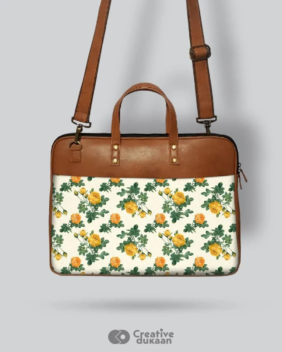 Yellow Blossom - The Vegan Leather Laptop Bag